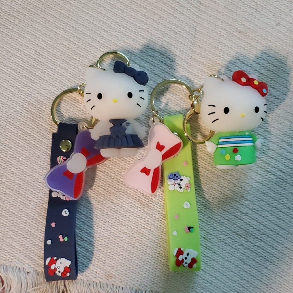 Hello Kitty Keychain Trio - Navy, Lime, White